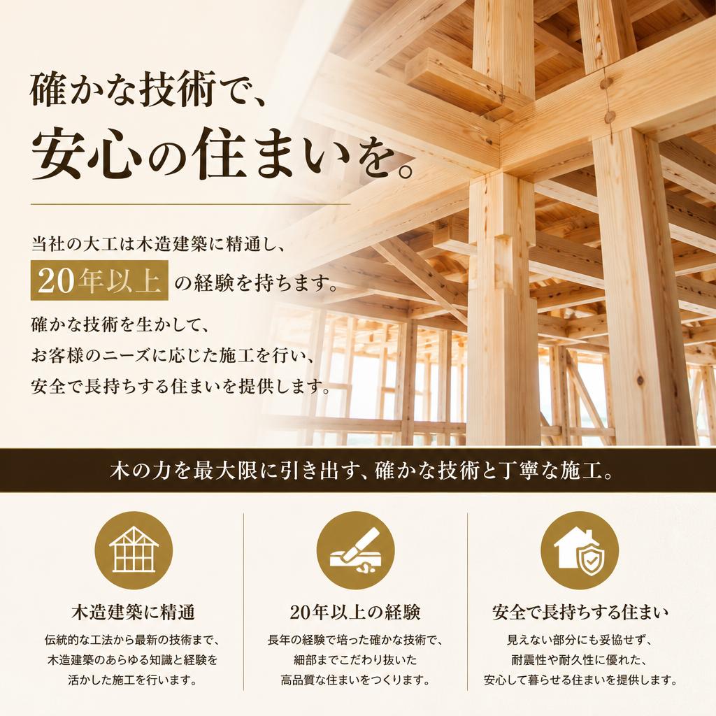 経験豊富な大工による施工