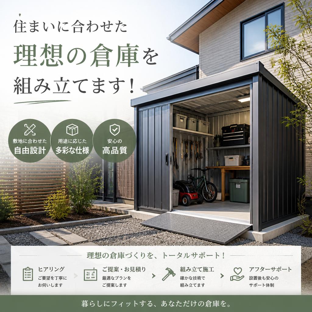 住まいに合わせた理想の倉庫を組み立てます！