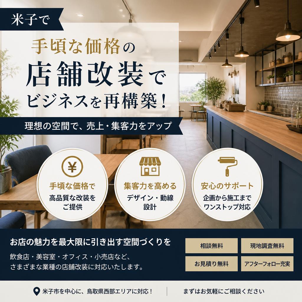 米子で手頃な価格の店舗改装でビジネスを再構築！