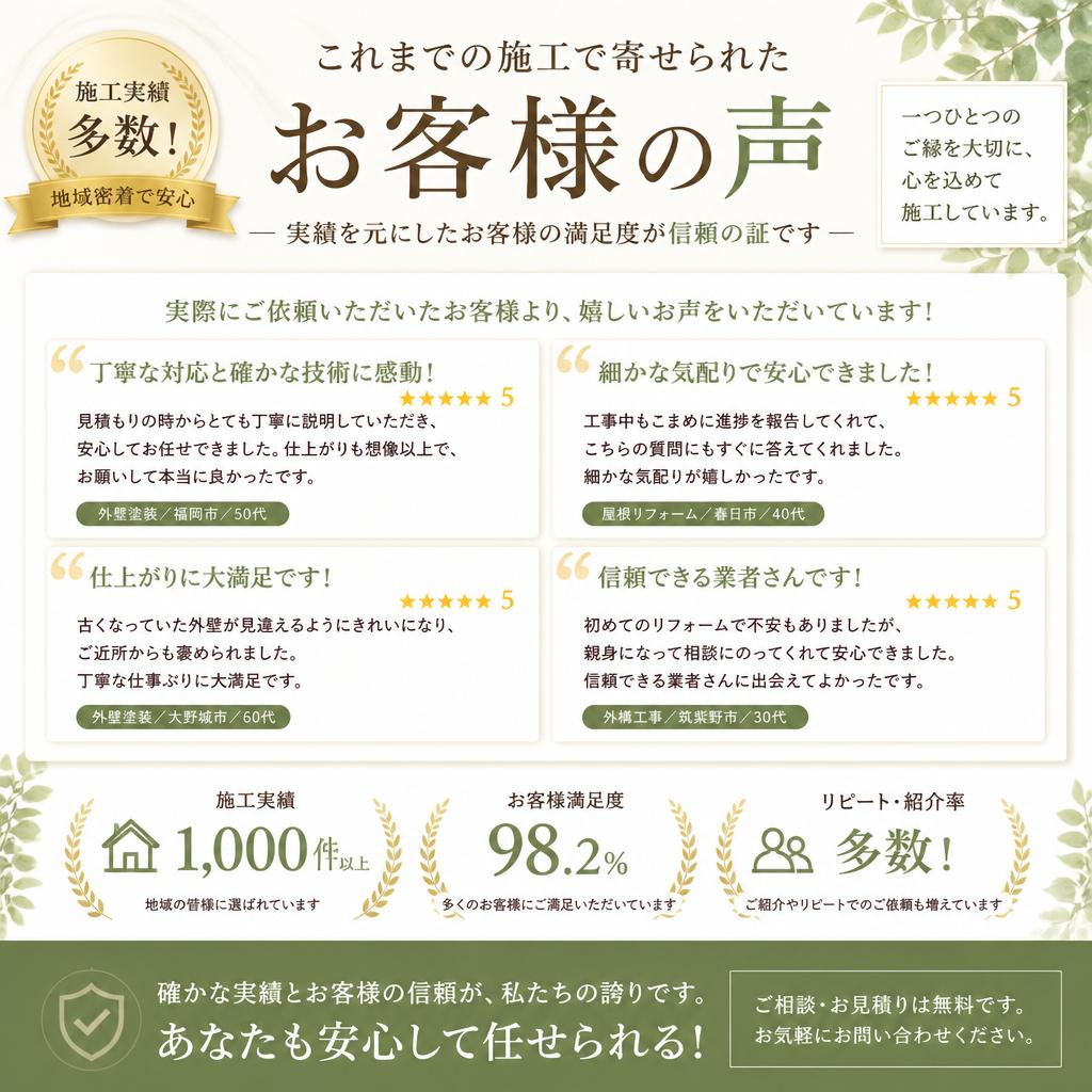 お客様の声と信頼の証