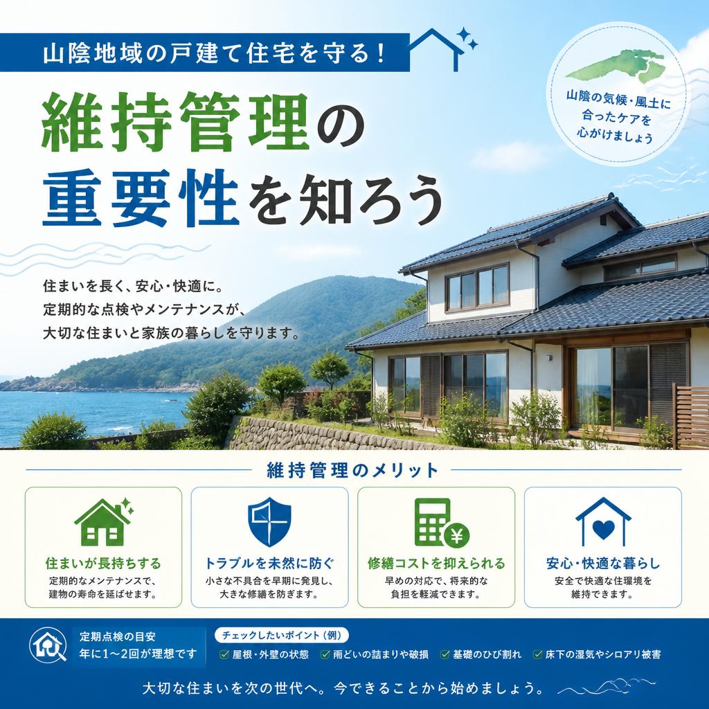 山陰地域の戸建て住宅を守る！維持管理の重要性を知ろう