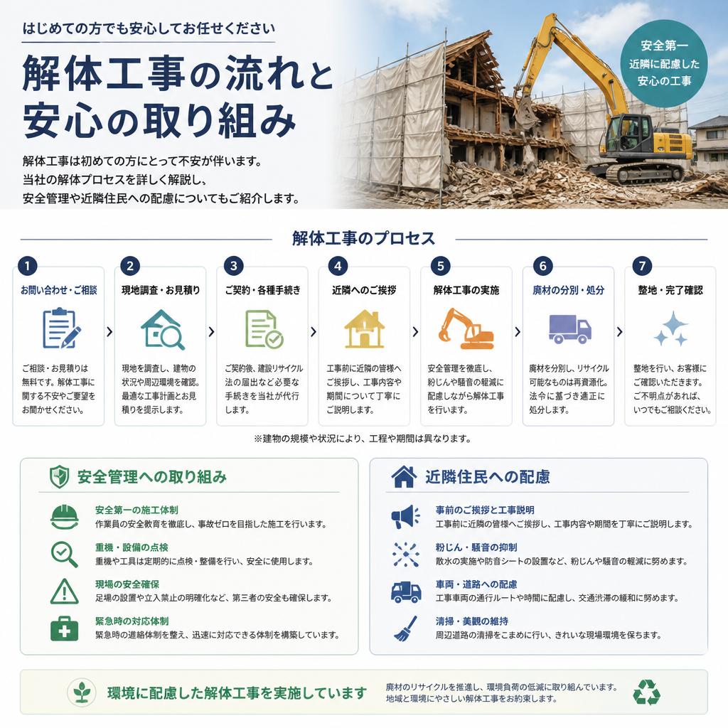 解体工事の流れと注意点