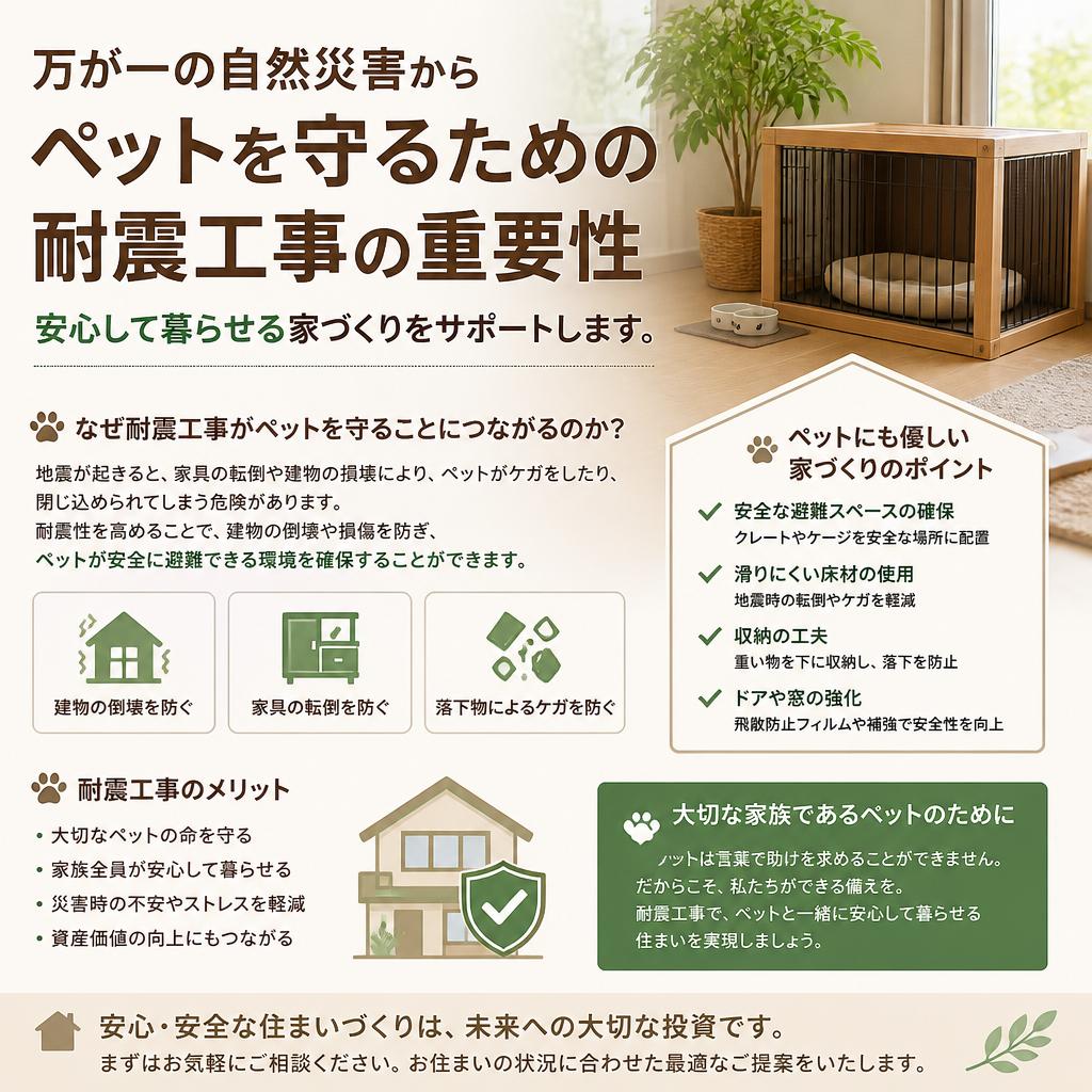耐震工事でペットも守る