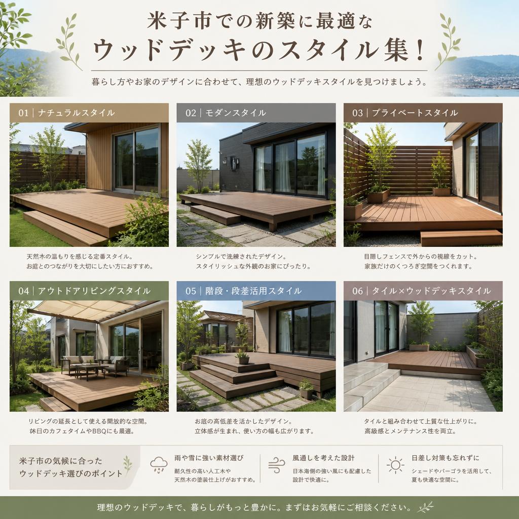米子市での新築に最適なウッドデッキのスタイル集！