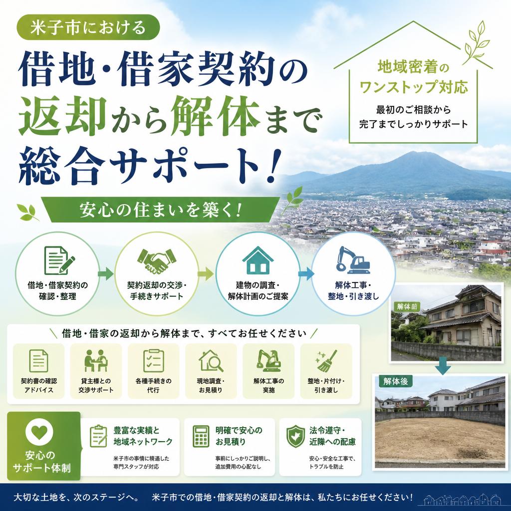 米子市における借地・借家契約の返却から解体まで総合サポートし、安心の住まいを築く！