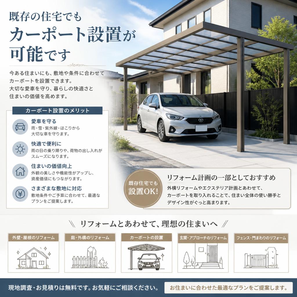 4. リフォーム計画にカーポートを！