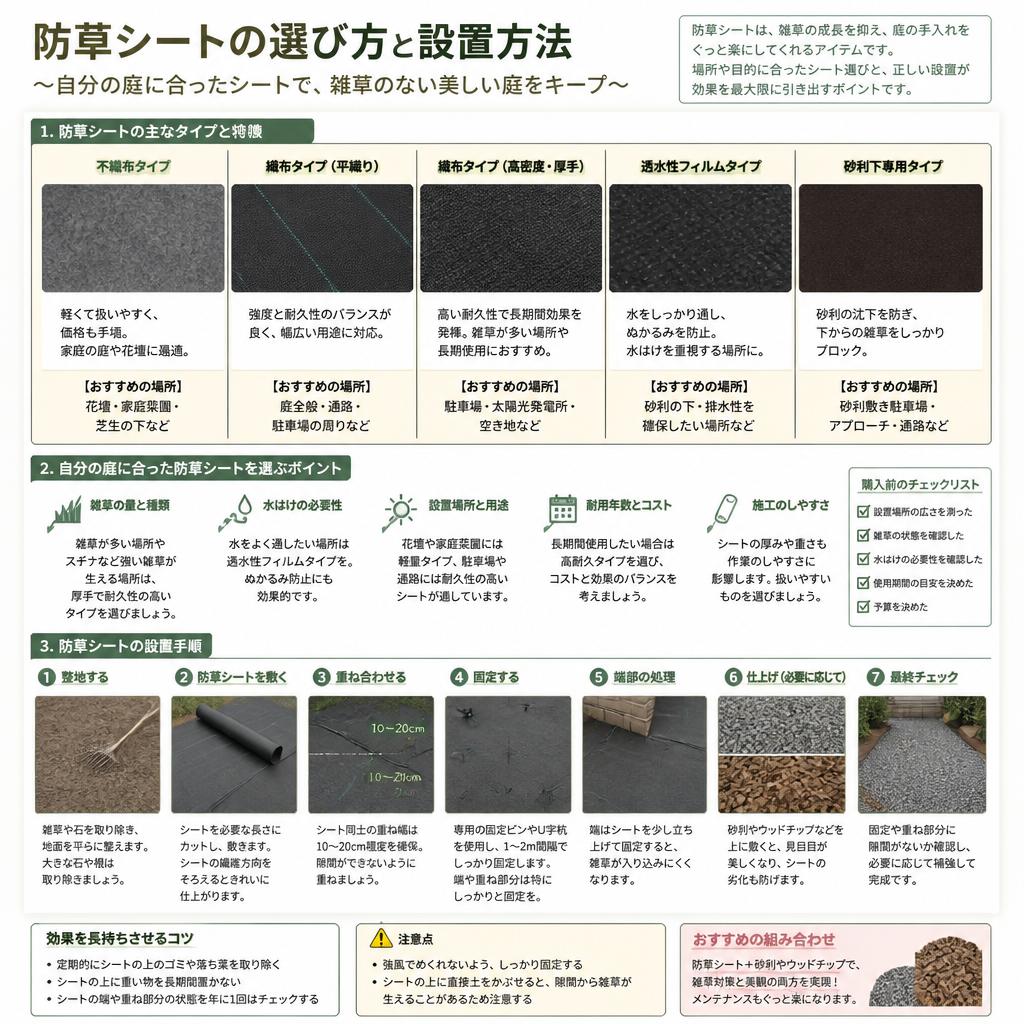 防草シートの選び方と設置方法