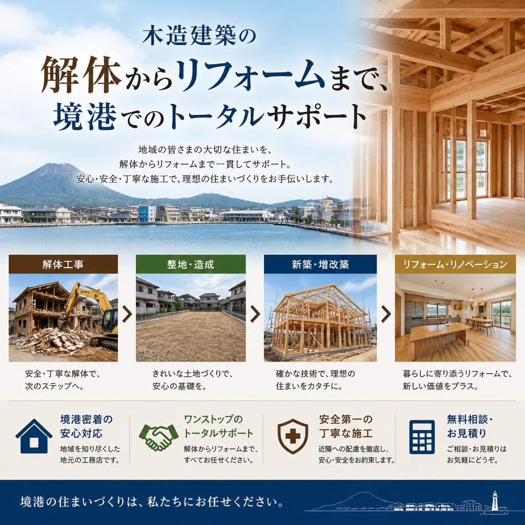 木造建築の解体からリフォームまで、境港でのトータルサポート