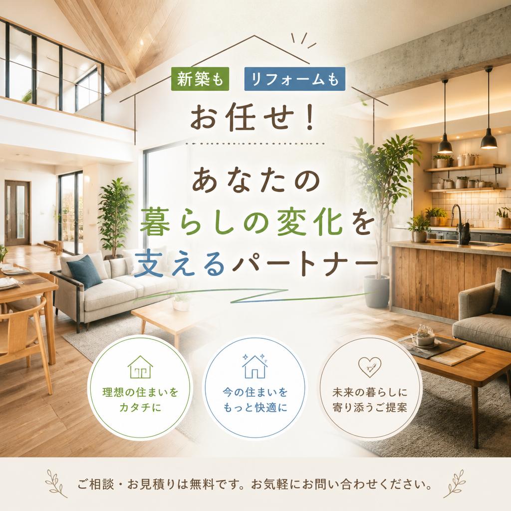 新築もリフォームもお任せ！あなたの暮らしの変化を支えるパートナー