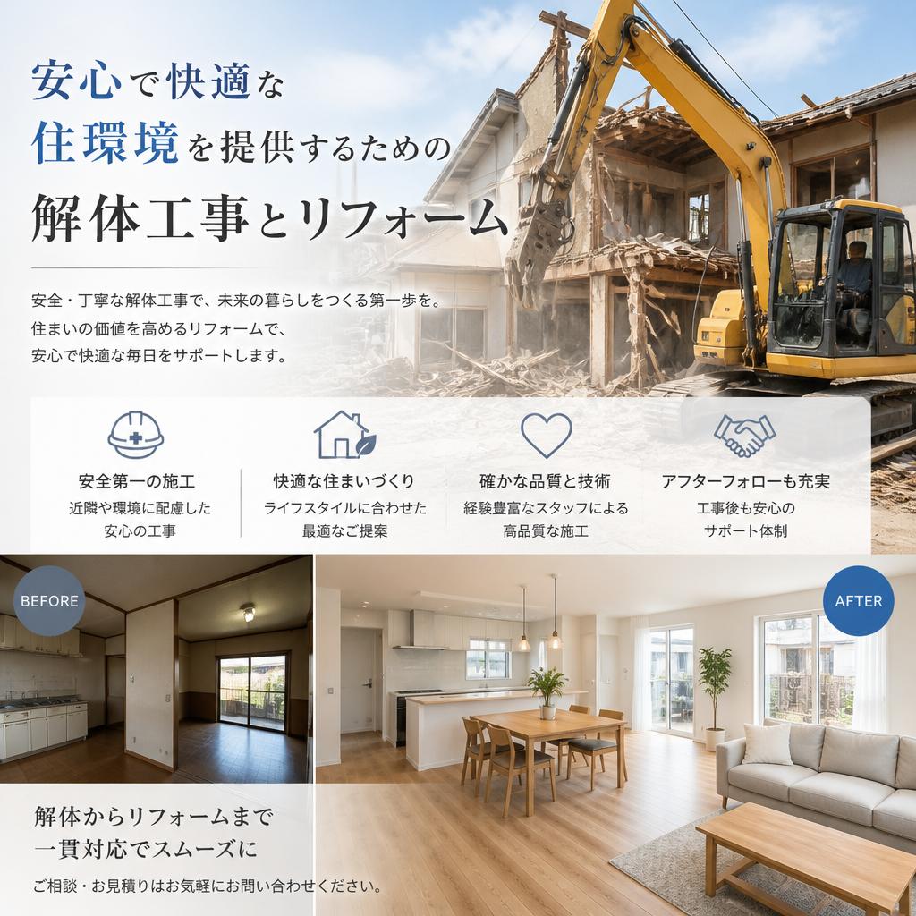 安心で快適な住環境を提供するための解体工事とリフォーム