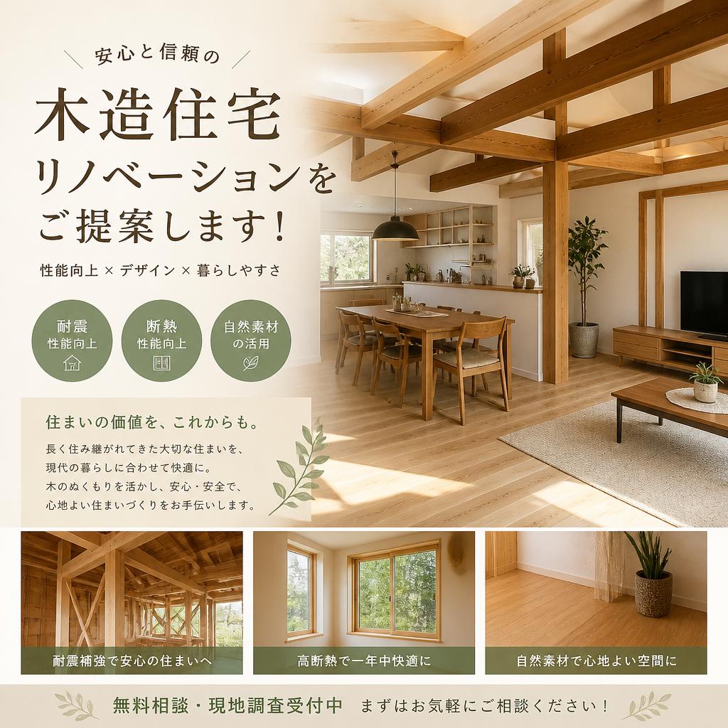 安心と信頼の木造住宅リノベーションをご提案します！