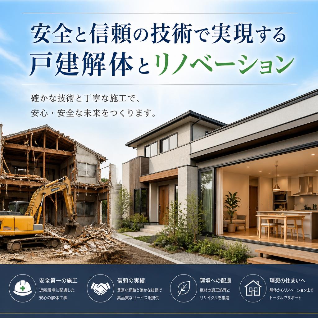安全と信頼の技術で実現する戸建解体とリノベーション