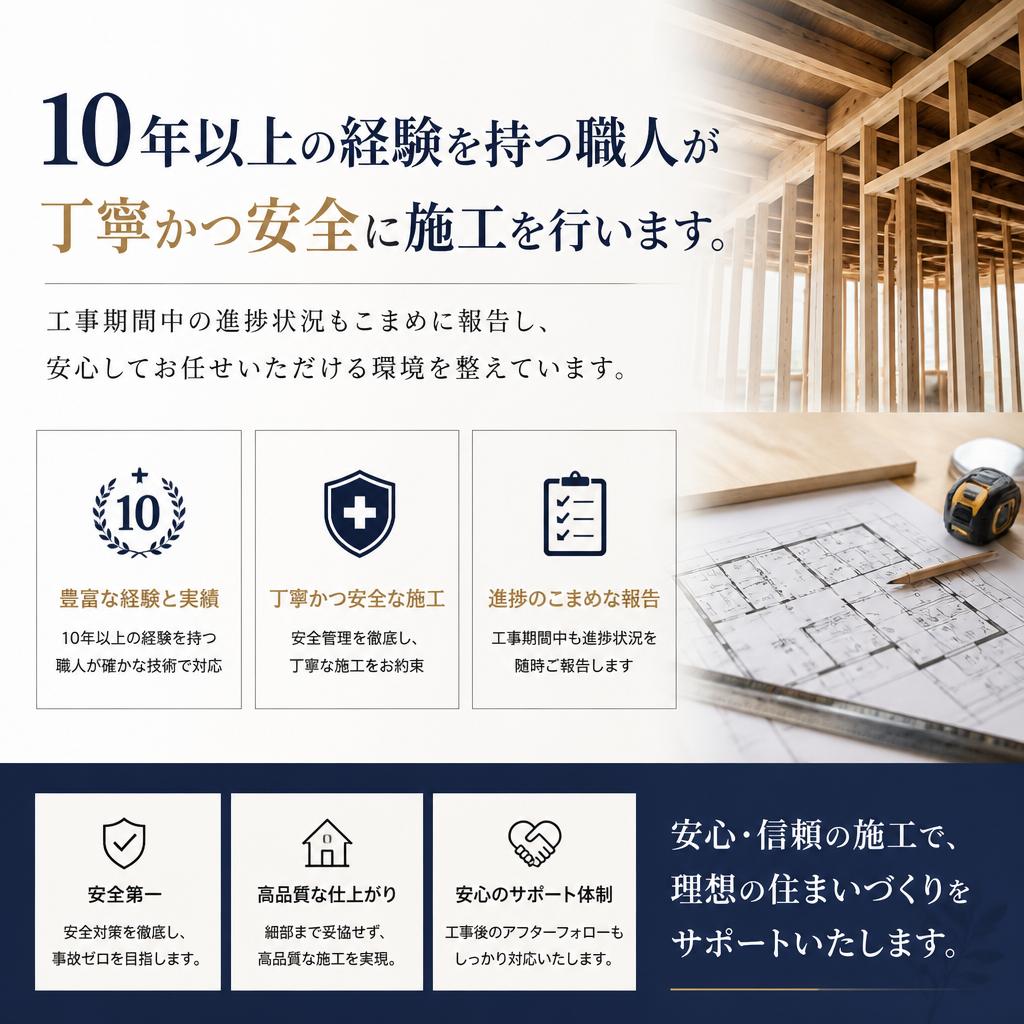 経験豊富な職人による安心施工