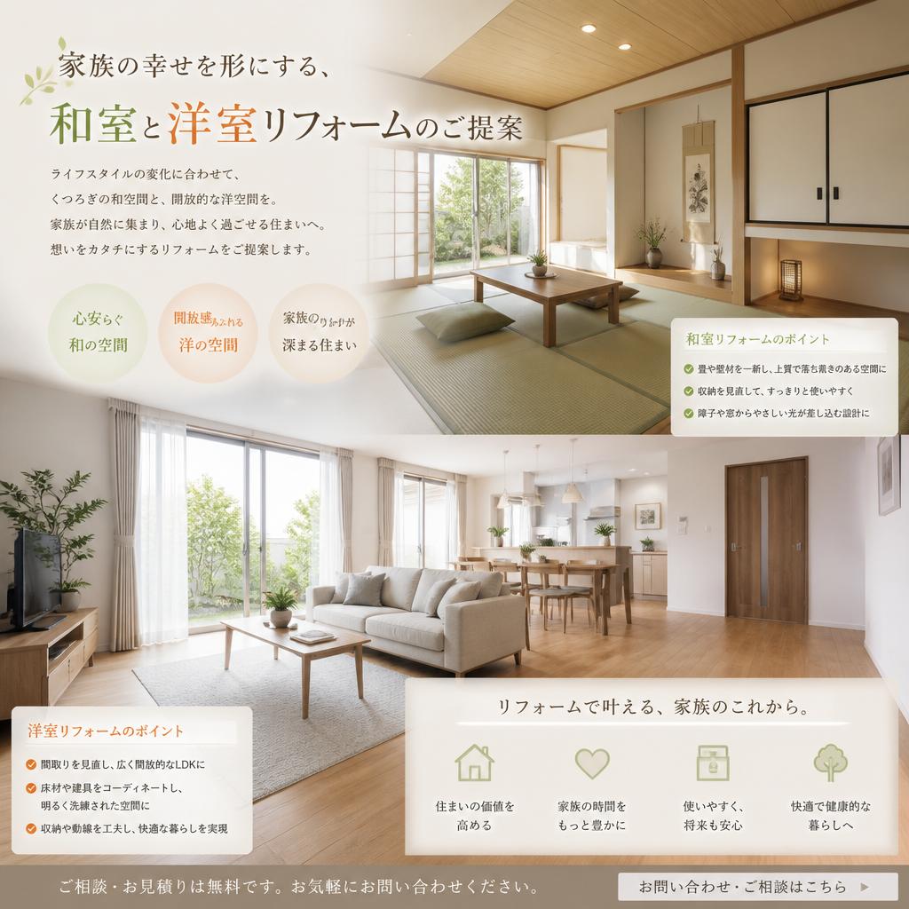 家族の幸せを形にする、和室と洋室リフォームのご提案